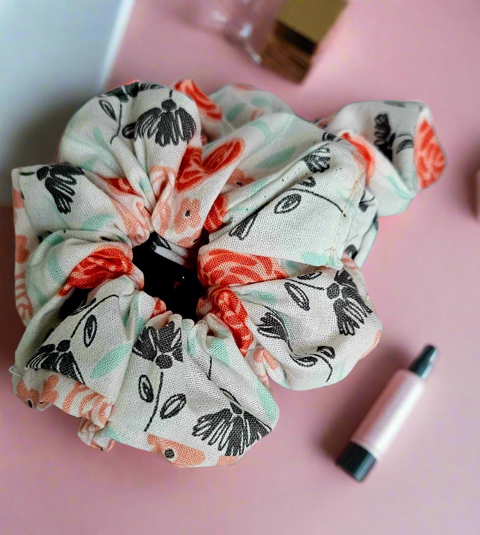 Small orange rose scrunchie